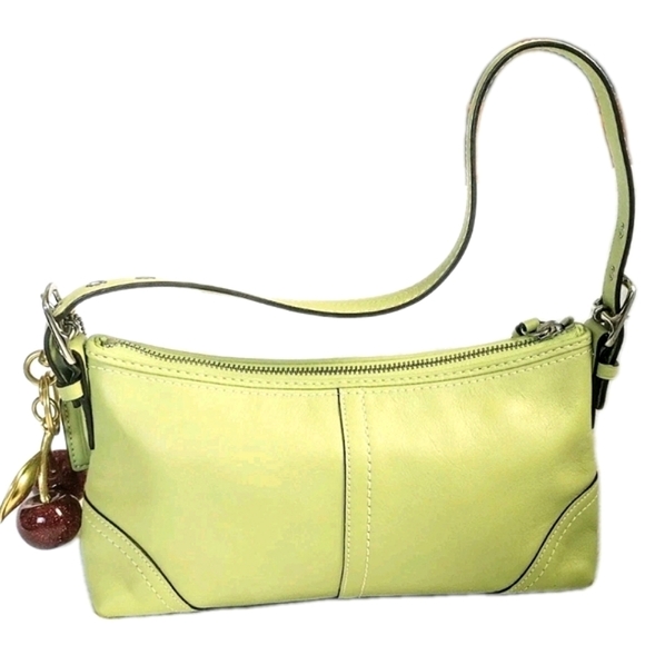 🍐 Y2K Vintage Coach Pear Lime Green Leather Mini Demi Shoulder Bag ULTRA RARE - Picture 1 of 14